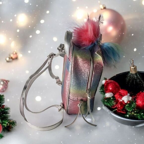 Under One Sky Rainbow Galaxy Cat Unicorn Caticorn Mini Travel Backpack. - Picture 2 of 5